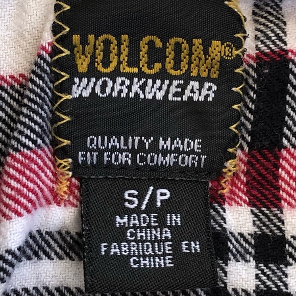 ⭐️Volcom⭐️Plaid Button Down Shirt Top Blouse Women's Size Small Petite S/P White - Picture 8 of 8